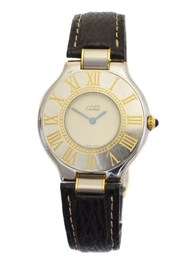 Lot 129 - A Must De Cartier 21 stainless steel quartz wristwatch