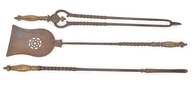 Lot 359 - Victorian Steel Fire Iron Set