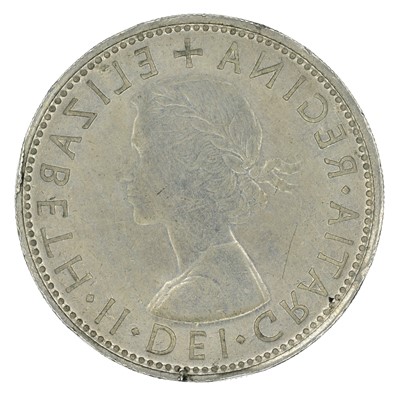 Lot 90 - Mis-Strike Florin, Elizabeth II, Obverse Brockage, VF.