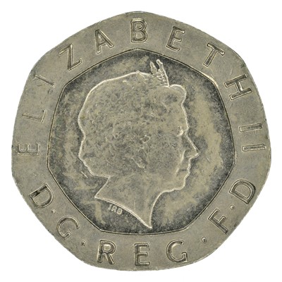 Lot 91 - Elizabeth II 20p piece, 2008 undated error coin.