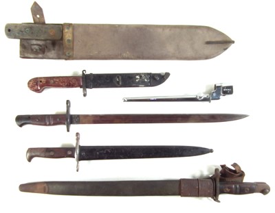 Lot 212 - Five Bayonets and a Machete