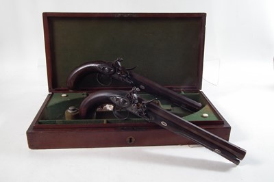 Lot 1 - Matched pair of Flintlock dueling pistols by Wogdon and Barton London.