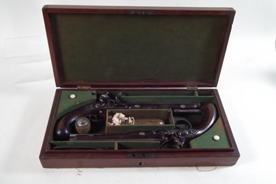 Lot 1 - Matched pair of Flintlock dueling pistols by Wogdon and Barton London.