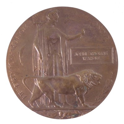 Lot 183 - WWI bronze memorial plaque or death penny