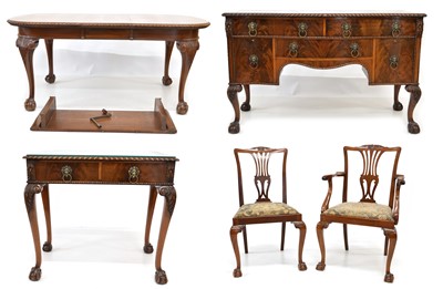 Lot 308 - Mid 20th century mahogany dining room suite