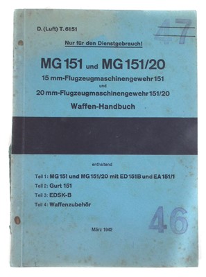 Lot 270 - German WWII Luftwaffe aircraft machine gun instruction book