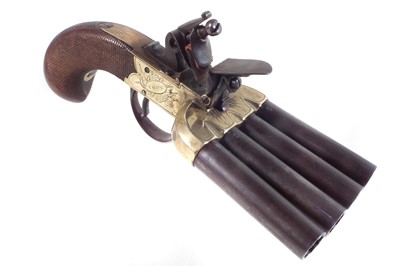 Lot 4A - Flintlock Duck's Foot pistol