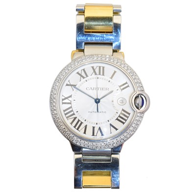Lot 130 - A bicolour Cartier Ballon Bleu watch