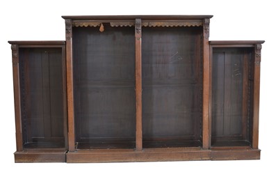 Lot 260 - Victorian stained oak breakfront open bookcase
