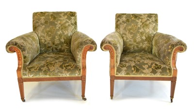 Lot 317 - A pair of Edwardian mahogany framed armchairs