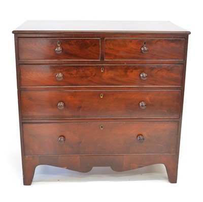 Lot 276 - George III mahogany veneered chest of drawers