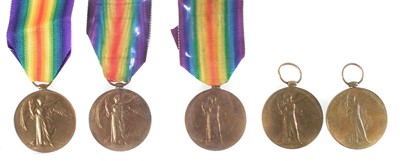 Lot 380 - Five WWI Victory medals
