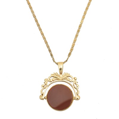 Lot 28 - A 9ct gold hardstone swivel fob