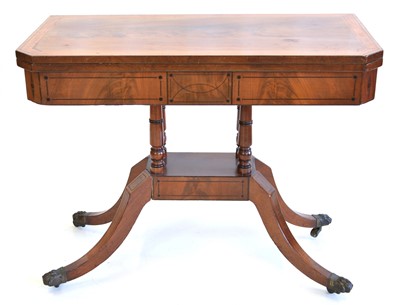 Lot 262 - Regency figured mahogany foldover card table