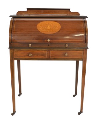Lot 241 - Edwardian mahogany ladies cylinder desk