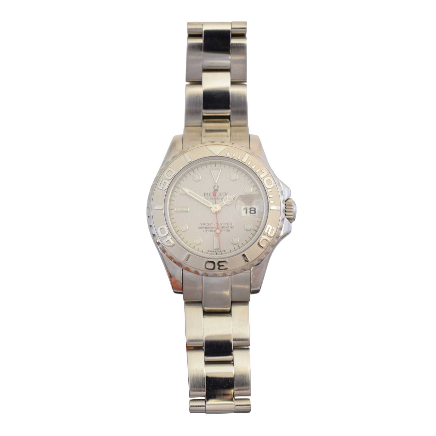 Lot 142 - A ladies bi-metal Rolex Oyster Perpetual Yacht-Master wristwatch