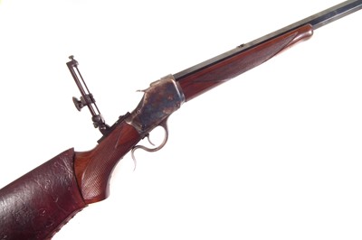 Lot 178 - Uberti high wall .38-55 rifle and loading accessories. LICENCE REQUIRED