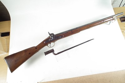 Lot 54 - British Pattern 1840 .620 percussion Constabulary carbine and bayonet