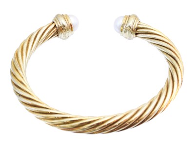 Lot 27 - A cultured pearl torque bangle by David Yurman