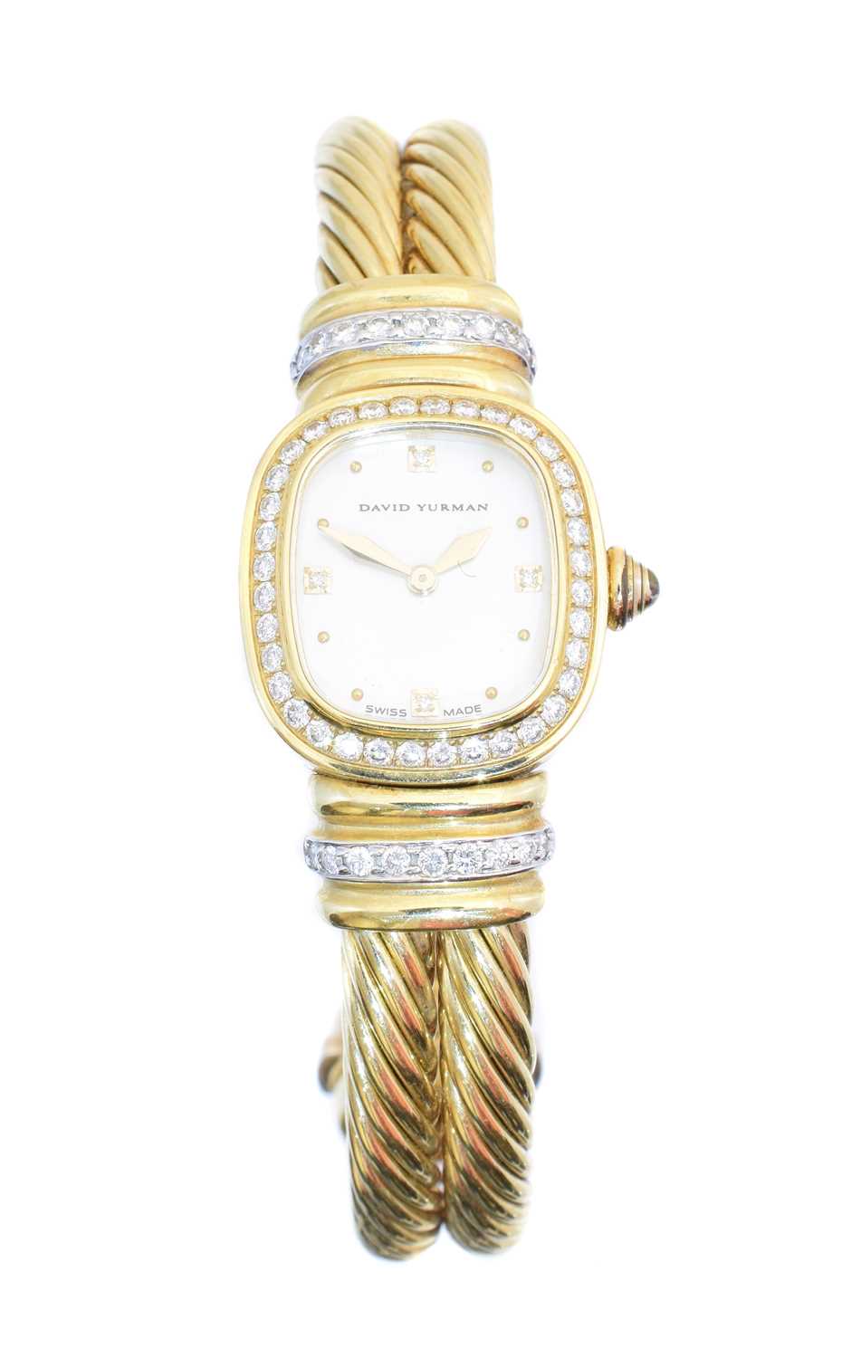 Lot 135 - A David Yurman 18ct gold diamond bangle watch