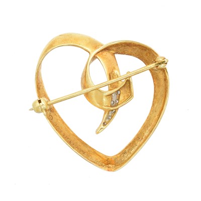Lot 8 - A 1980s 18ct gold and diamond heart brooch by Paloma Picasso for Tiffany & Co.