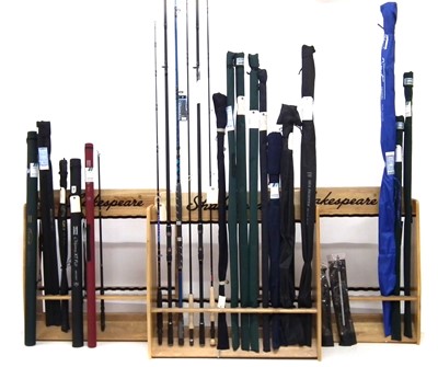 Lot 183 - Ex shop stock fishing rods and racks