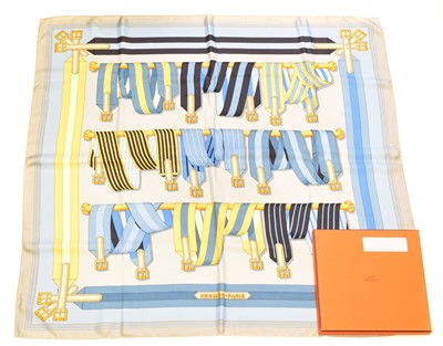 Lot 91 - A Hermès "Les Sangles" silk scarf by J. Metz