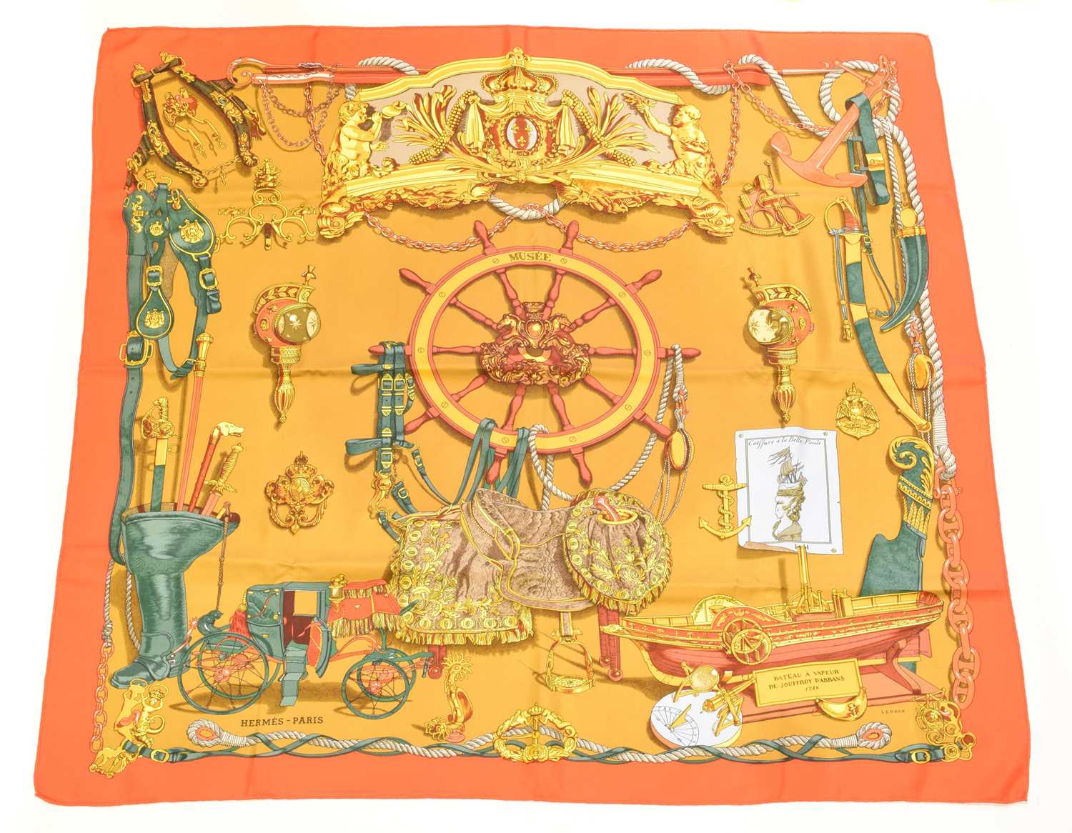 Lot 158 - A Hermès "Musée" silk scarf by Philippe Ledoux