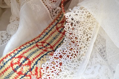 Lot 210 - A Collection of fine needle lace along with a number of crochet pattern books