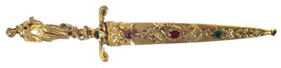 Lot 421 - Continental gilded Romantic dagger