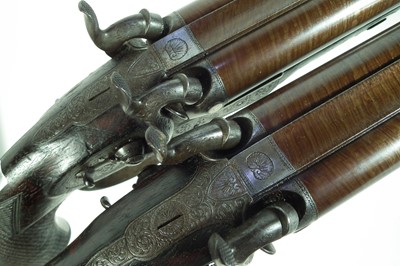 Lot 2 - Pair of double barrel percussion Howda pistols