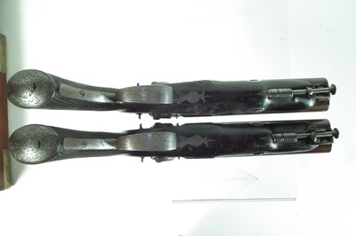 Lot 2 - Pair of double barrel percussion Howda pistols