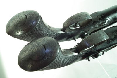 Lot 2 - Pair of double barrel percussion Howda pistols