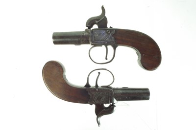Lot 2 - Pair of double barrel percussion Howda pistols
