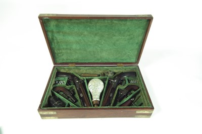 Lot 2 - Pair of double barrel percussion Howda pistols