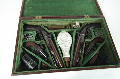 Lot 2 - Pair of double barrel percussion Howda pistols