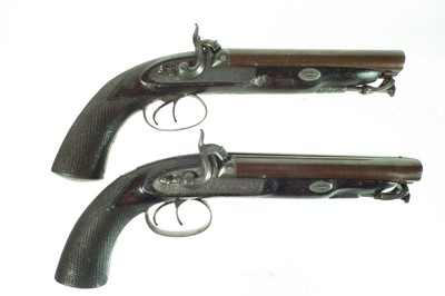 Lot 2 - Pair of double barrel percussion Howda pistols