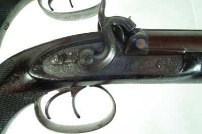 Lot 2 - Pair of double barrel percussion Howda pistols