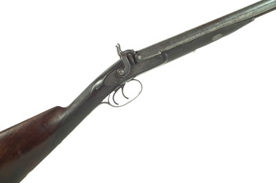 Lot 74 - Percussion double 12 bore shotgun by William Moore London