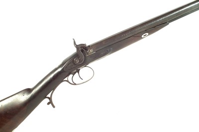 Lot 76 - Percussion double 14 bore shotgun by Westley Richards