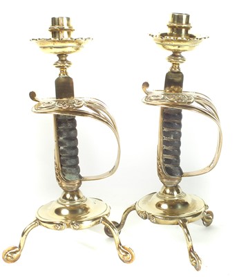 Lot 415 - Pair of 1822 sabre candlesticks
