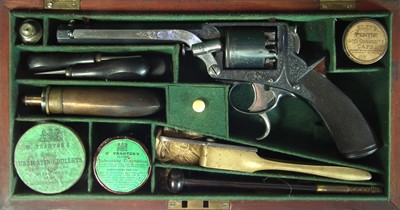 Lot 14 - Cased Tranter .54 bore double trigger revolver