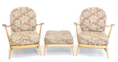 Lot 235 - Pair of Ercol Armchairs with a Footstool