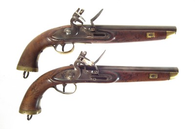 Lot 4 - Pair of Belgian flintlock belt pistols