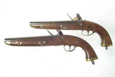 Lot 4 - Pair of Belgian flintlock belt pistols