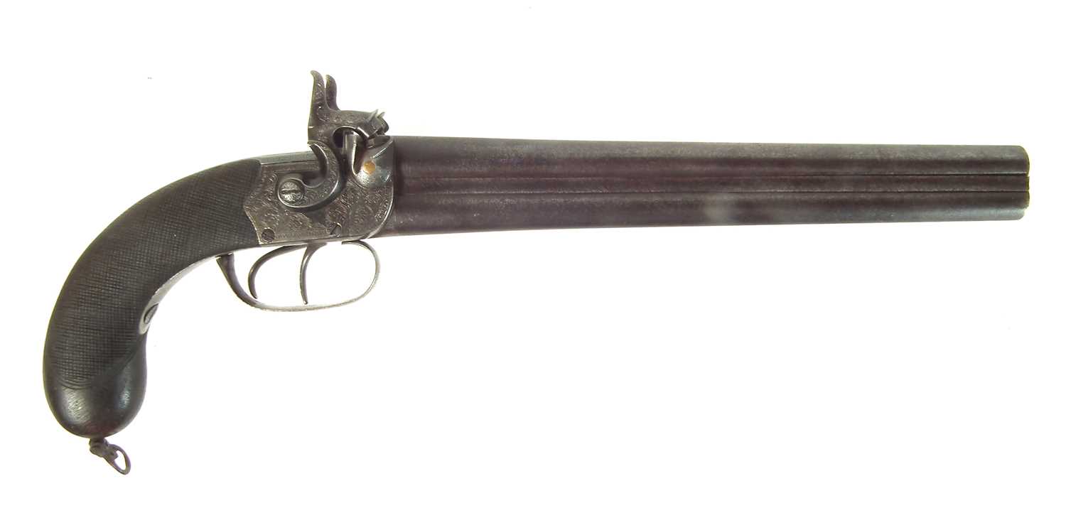 Lot 9 - Double barrel percussion coach pistol