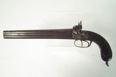 Lot 9 - Double barrel percussion coach pistol