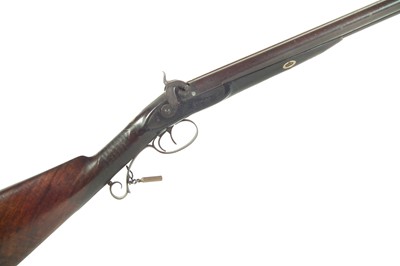 Lot 61 - Percussion double barrel 11 bore shotgun by Patrick