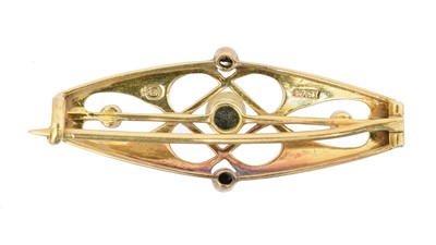 Lot 8 - A turquoise and split pearl brooch by Murrle Bennett & Co.