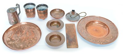 Lot 206 - Arts & Crafts Copper to include a Keswick School of Industrial Arts Decorative Panel